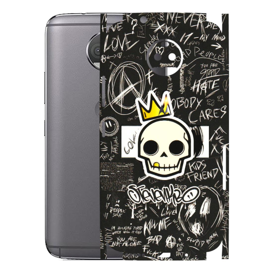 Motorola Phone Skins (All Models) - Funny Skull Black Chalk Grafitti - 3D Embossed Finish (L-22) Motorola Moto G5S Plus