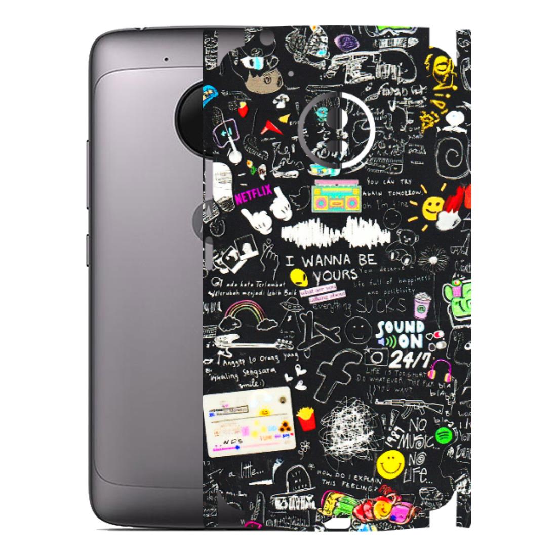 Motorola Phone Skins (All Models) - Black Creatives Doodles - 3D Embossed Finish (L-311) Motorola Moto G5