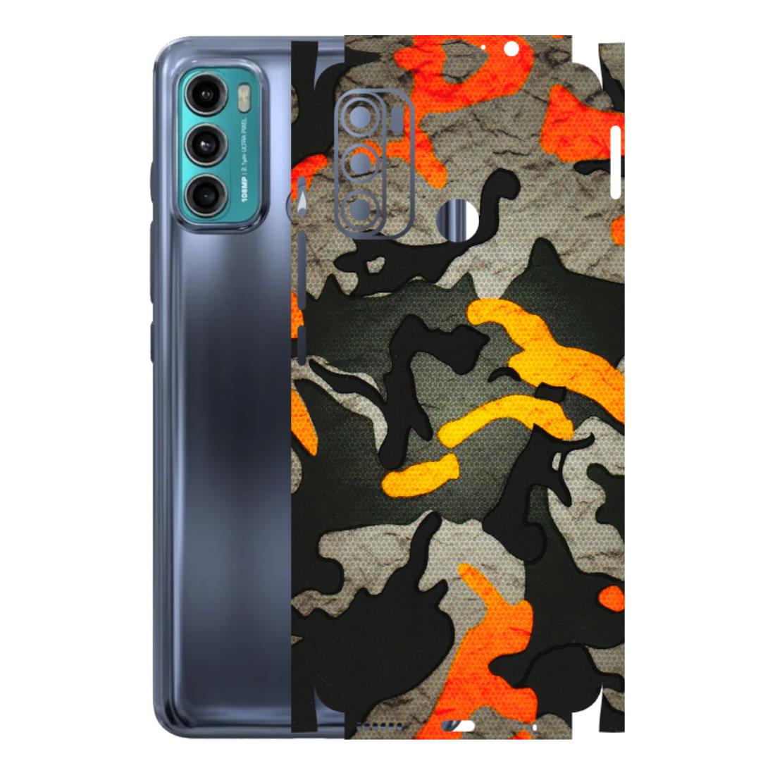 Motorola Phone Skins (All Models) - Orange Camouflage - 3D Embossed Finish (L-204) Motorola Moto G60