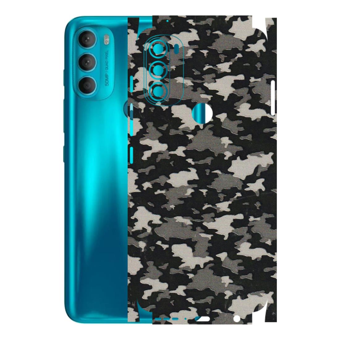 Motorola Phone Skins (All Models) - Black/Grey Camoflaunge - 3D Embossed Finish (L-142) Motorola Moto G71 (5G)