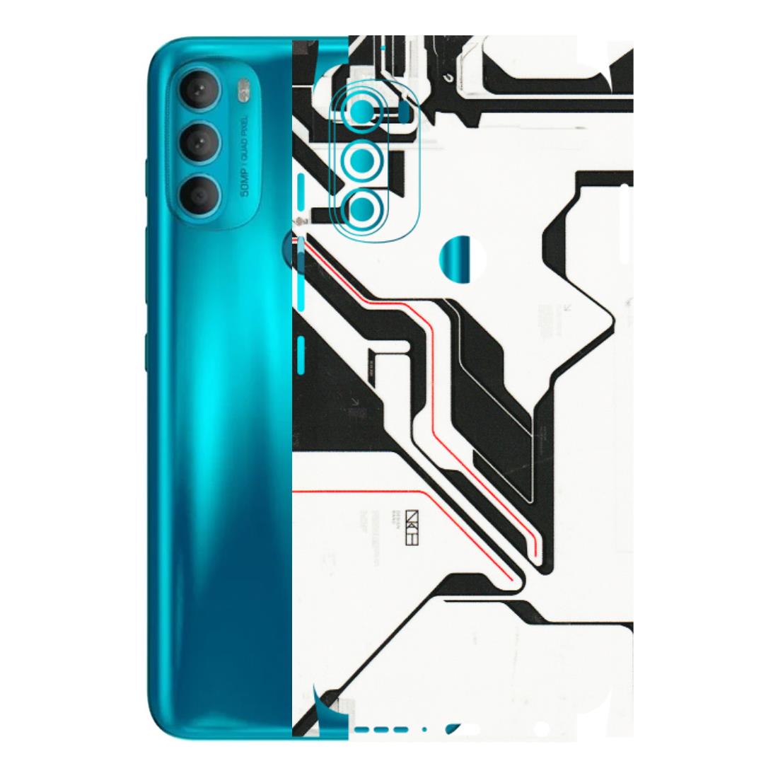 Motorola Phone Skins (All Models) - White Techy Logo - 3D Embossed Finish (L-312) Motorola Moto G71 (5G)