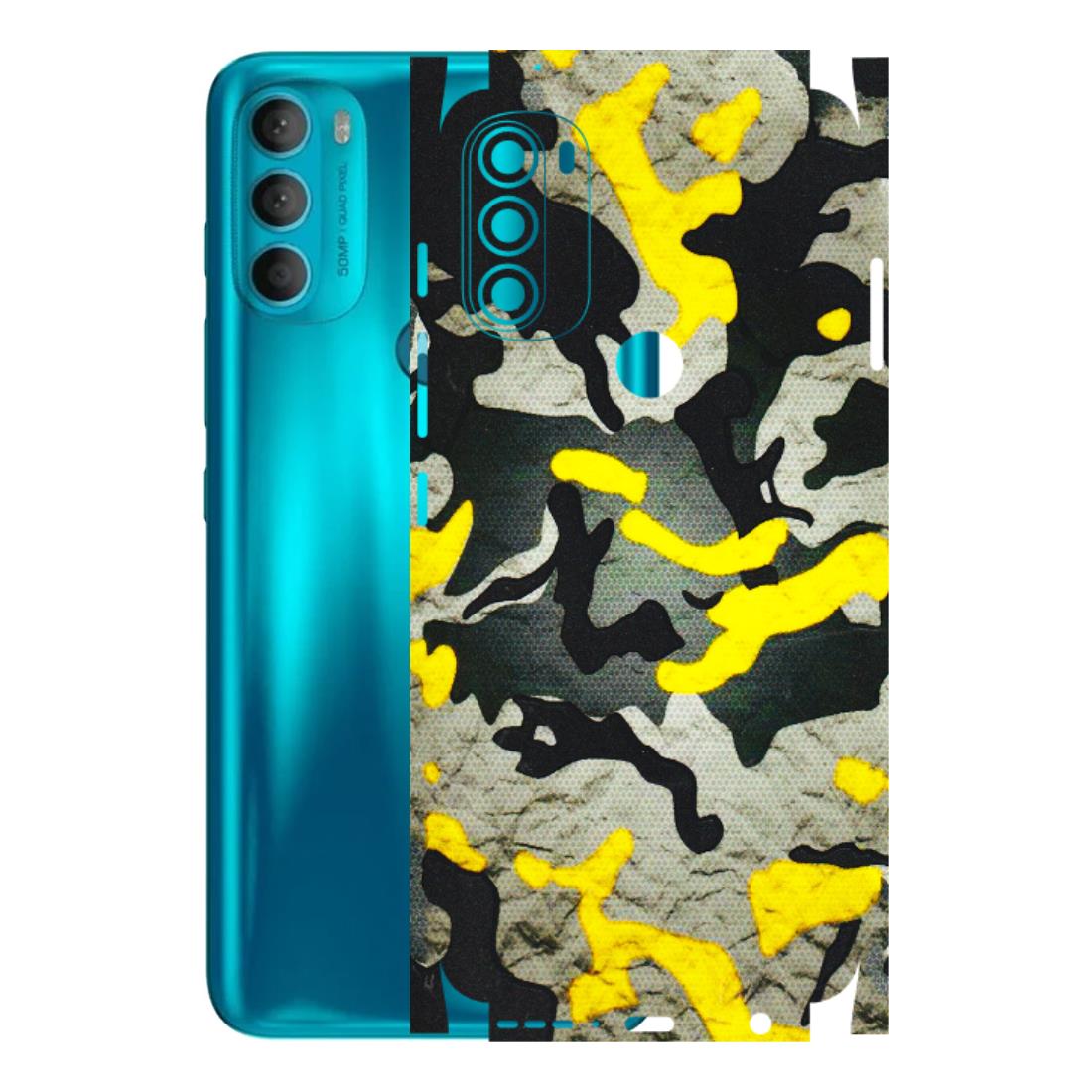 Motorola Phone Skins (All Models) - Yellow Camouflage - 3D Embossed Finish (L-61) Motorola Moto G71 (5G)
