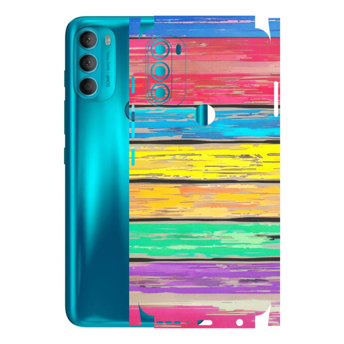 Motorola Phone Skins (All Models) - Multi Colour Wooden Wall - Matte Finish (M-96) Motorola Moto G71 (5G)