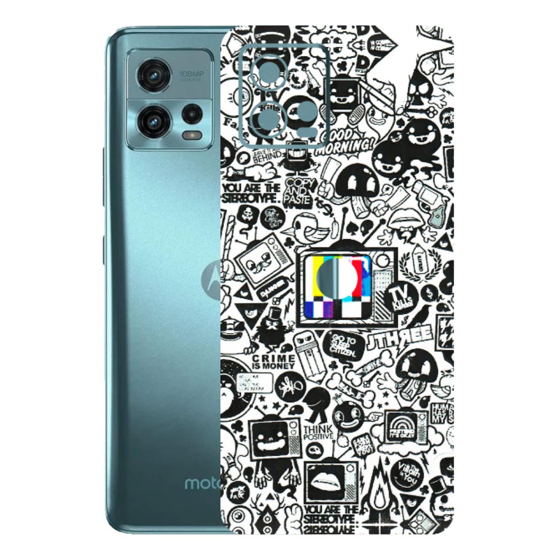 Motorola Phone Skins (All Models) - Doodles Positive Art - 3D Embossed Finish (L-263) Motorola Moto G72 (5G)