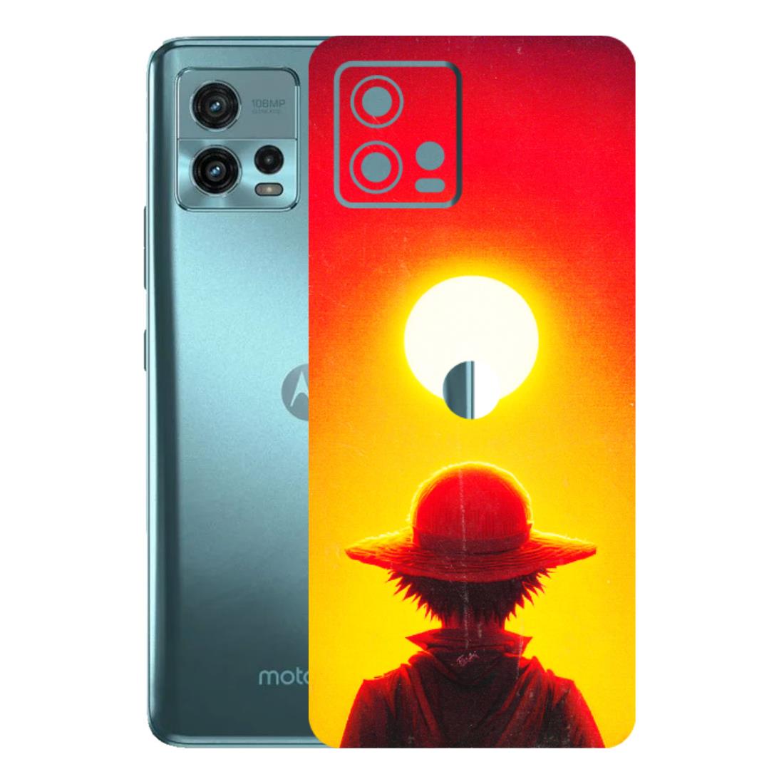 Motorola Phone Skins (All Models) - Cool Sunset With Monkey D.Luffy Anime - 3D Embossed Finish (L-329) Motorola Moto G72 (5G)
