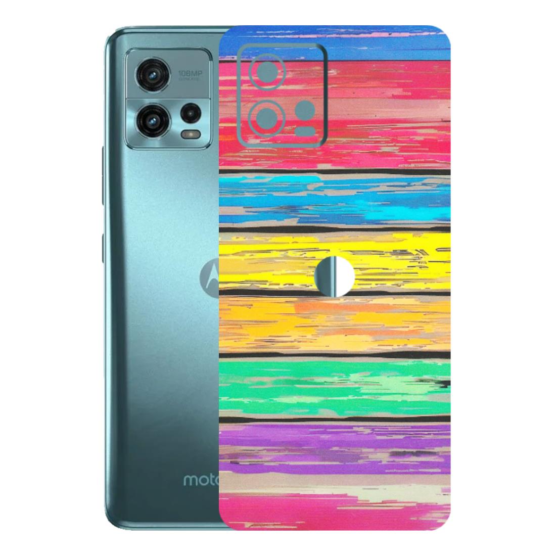 Motorola Phone Skins (All Models) - Multi Colour Wooden Wall - Matte Finish (M-96) Motorola Moto G72 (5G)