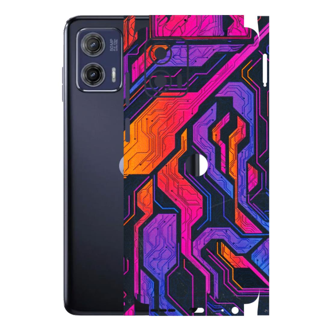 Motorola Phone Skins (All Models) - Tech Circuits Futuristic - 3D Embossed Finish (L-07) Motorola Moto G73 (5G)