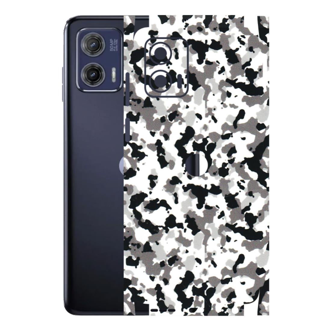 Motorola Phone Skins (All Models) - White Black Camouflage - 3D Embossed Finish (L-18) Motorola Moto G73 (5G)