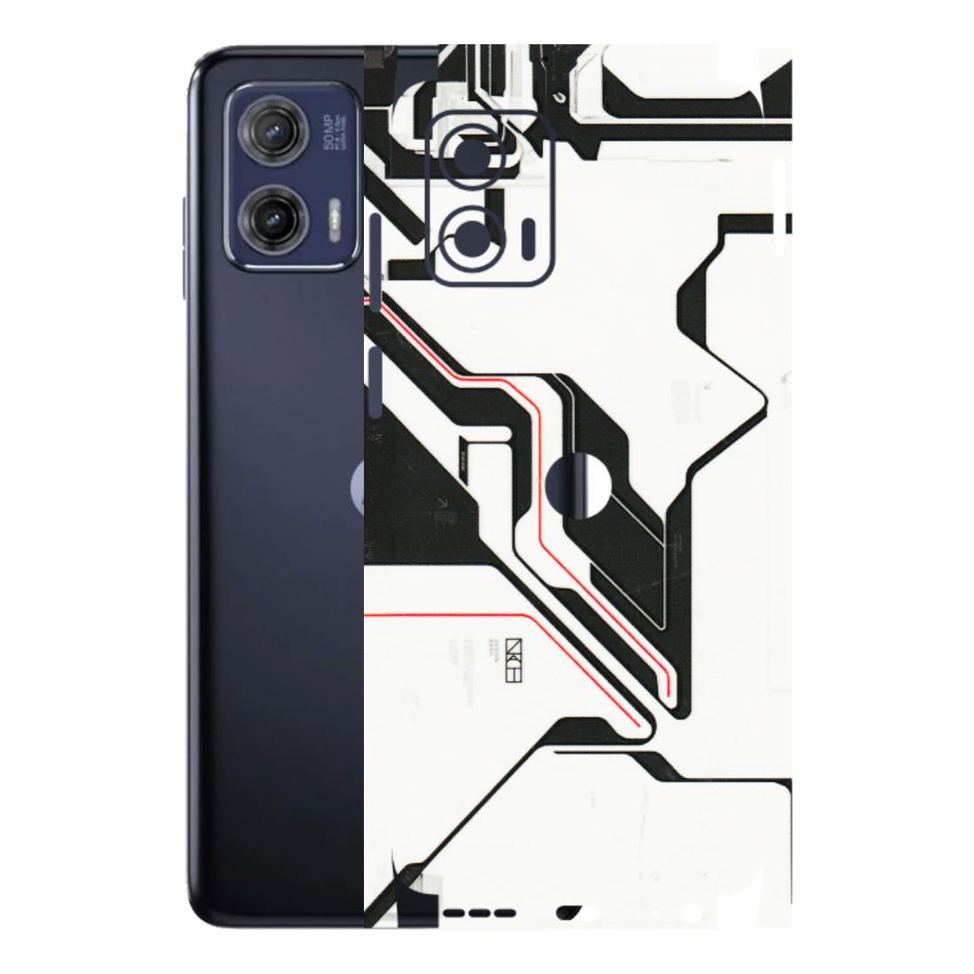 Motorola Phone Skins (All Models) - White Techy Logo - 3D Embossed Finish (L-312) Motorola Moto G73 (5G)