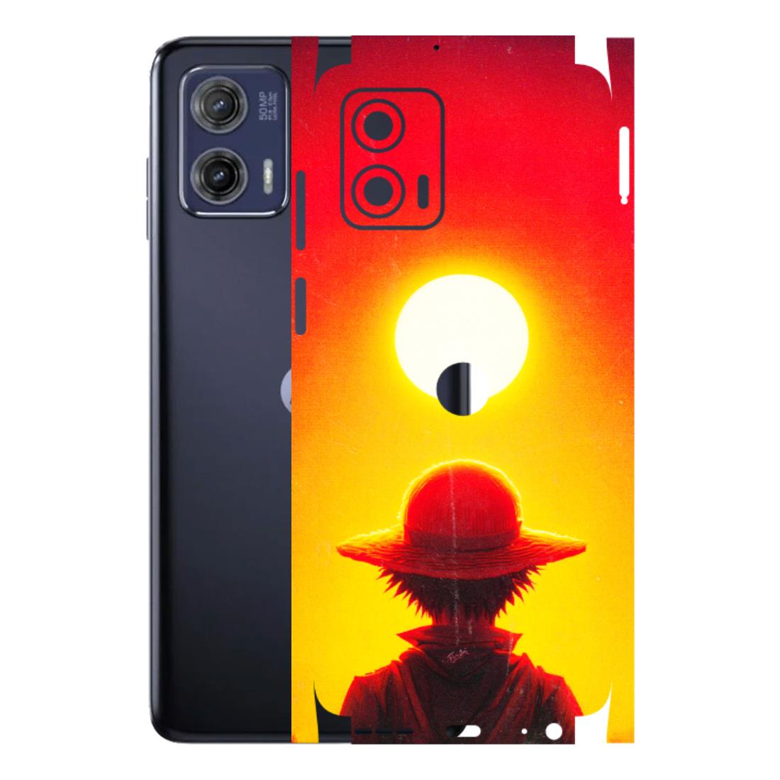 Motorola Phone Skins (All Models) - Cool Sunset With Monkey D.Luffy Anime - 3D Embossed Finish (L-329) Motorola Moto G73 (5G)