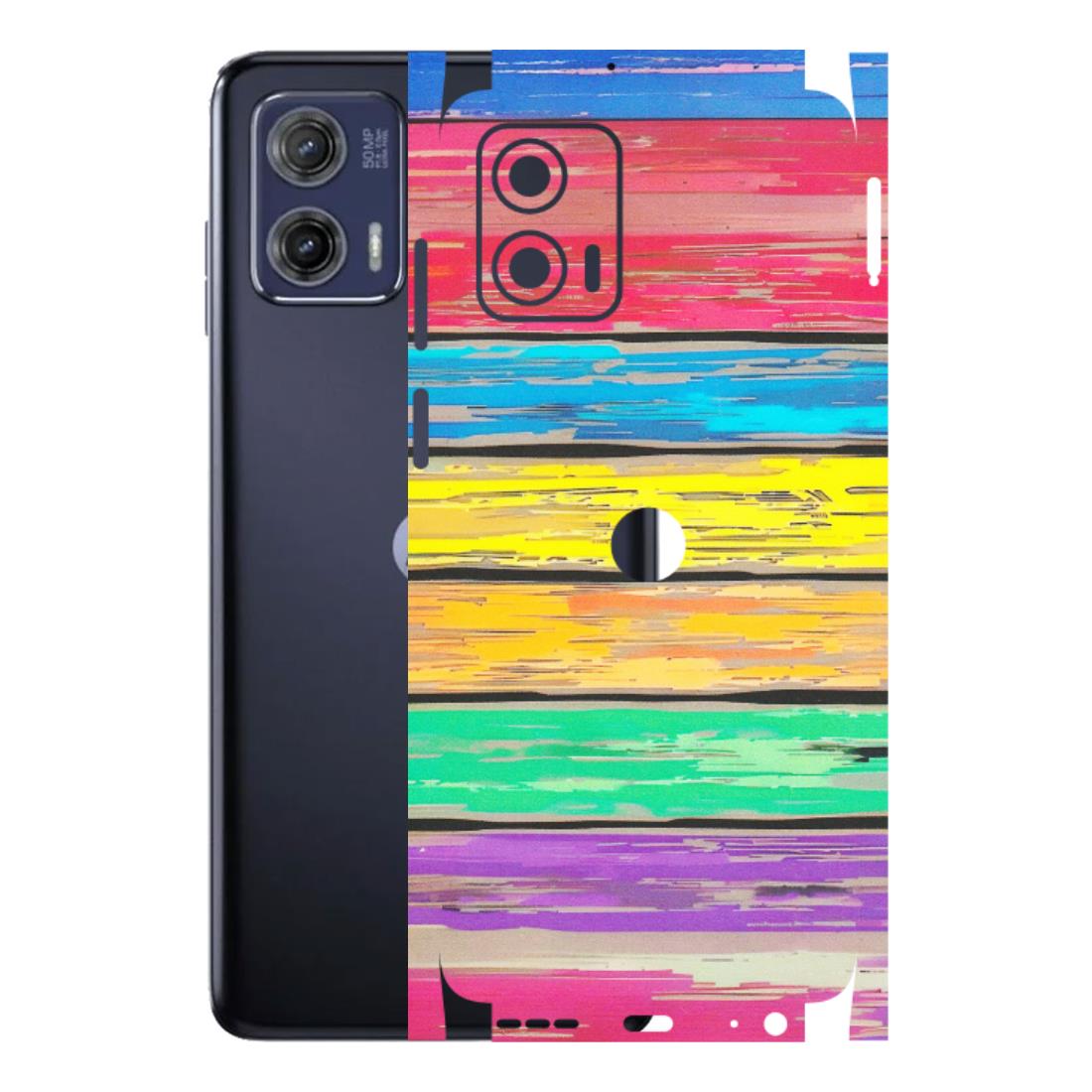 Motorola Phone Skins (All Models) - Multi Colour Wooden Wall - Matte Finish (M-96) Motorola Moto G73 (5G)