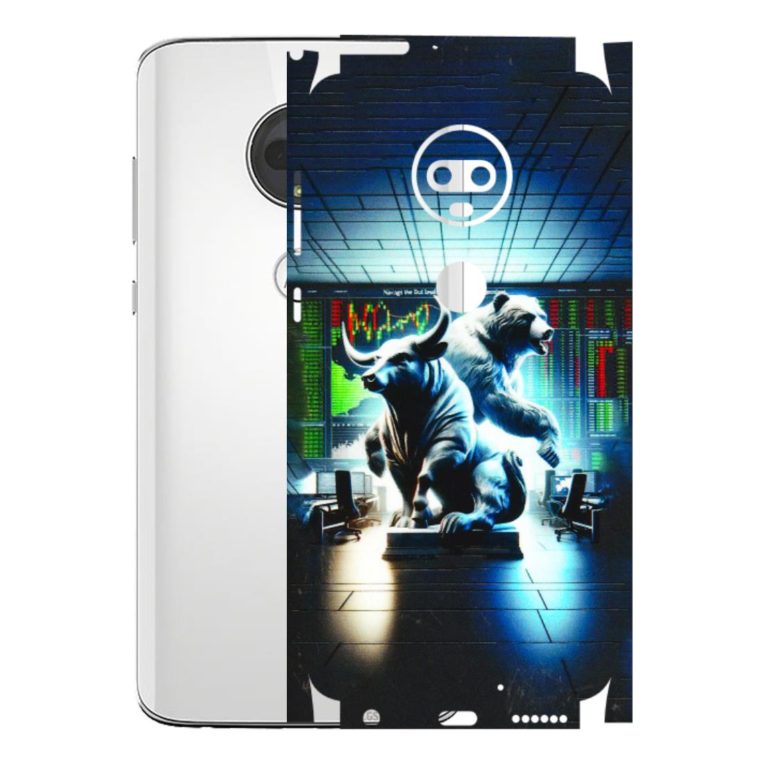 Motorola Phone Skins (All Models) - Stock Market Sensex Bear vs Bulls - 3D Embossed Finish (L-15) Motorola Moto G7
