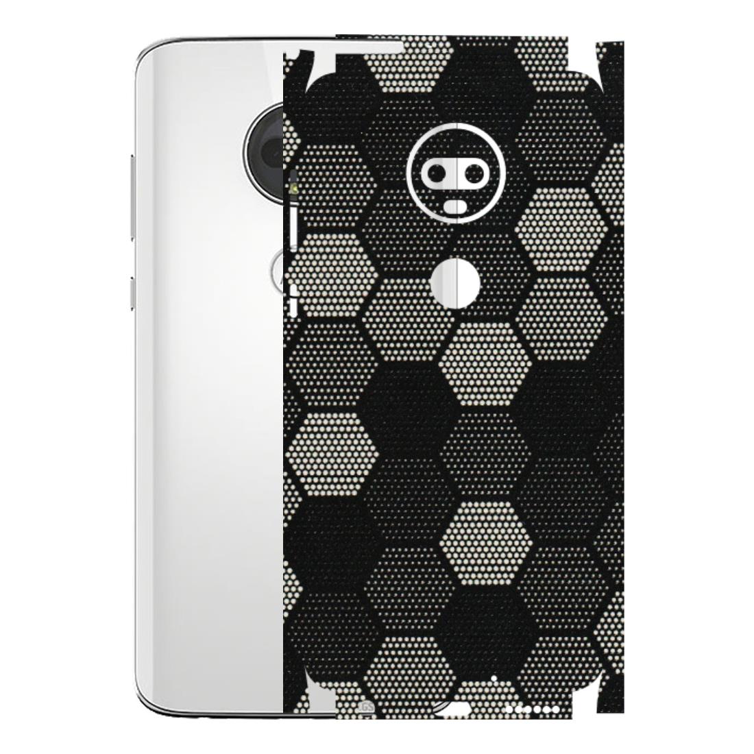 Motorola Phone Skins (All Models) - Black & White Dotted Honeycomb Texture - 3D Embossed Finish (L-202) Motorola Moto G7