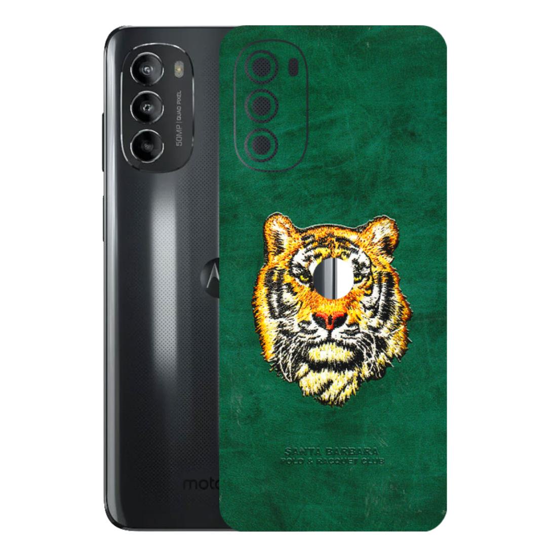 Motorola Phone Skins (All Models) - Leather Feel Tiger - 3D Embossed Finish (L-111) Motorola Moto G82 (5G)