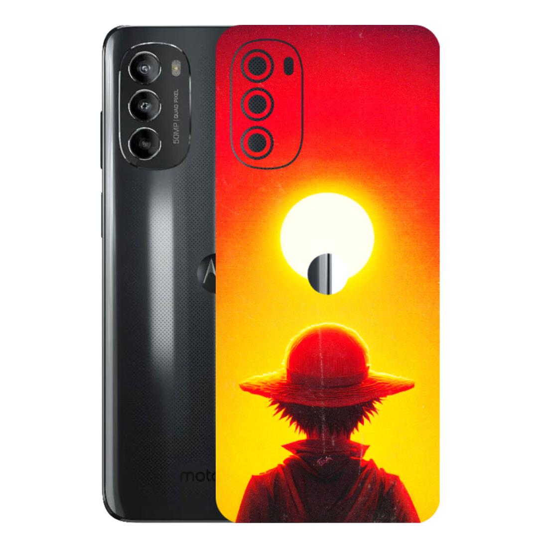 Motorola Phone Skins (All Models) - Cool Sunset With Monkey D.Luffy Anime - 3D Embossed Finish (L-329) Motorola Moto G82 (5G)