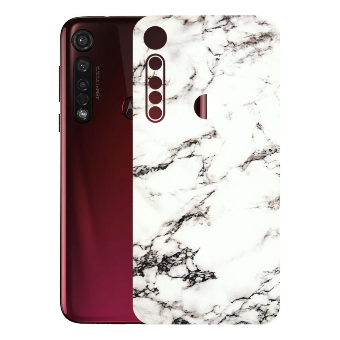 Motorola Phone Skins (All Models) - Black and White Marble Texture - 3D Embossed Finish (L-124) Motorola Moto G8 Plus