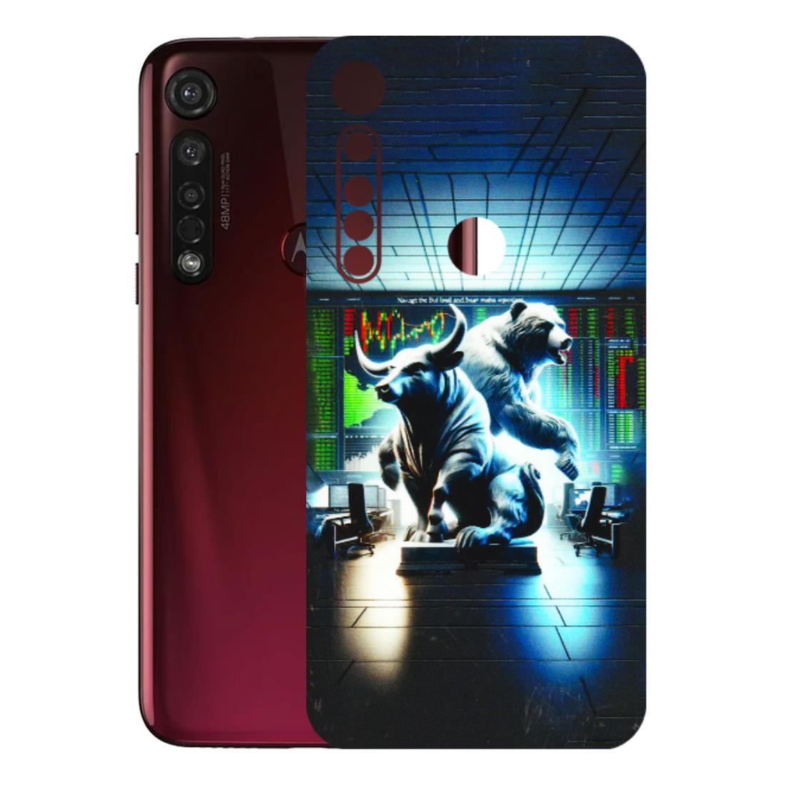 Motorola Phone Skins (All Models) - Stock Market Sensex Bear vs Bulls - 3D Embossed Finish (L-15) Motorola Moto G8 Plus