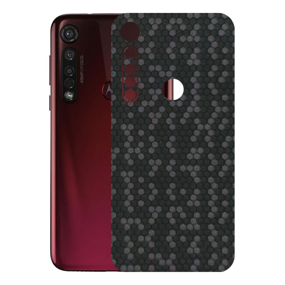 Motorola Phone Skins (All Models) - Black Grey Honeycomb Sober - 3D Embossed Finish (L-85) Motorola Moto G8 Plus