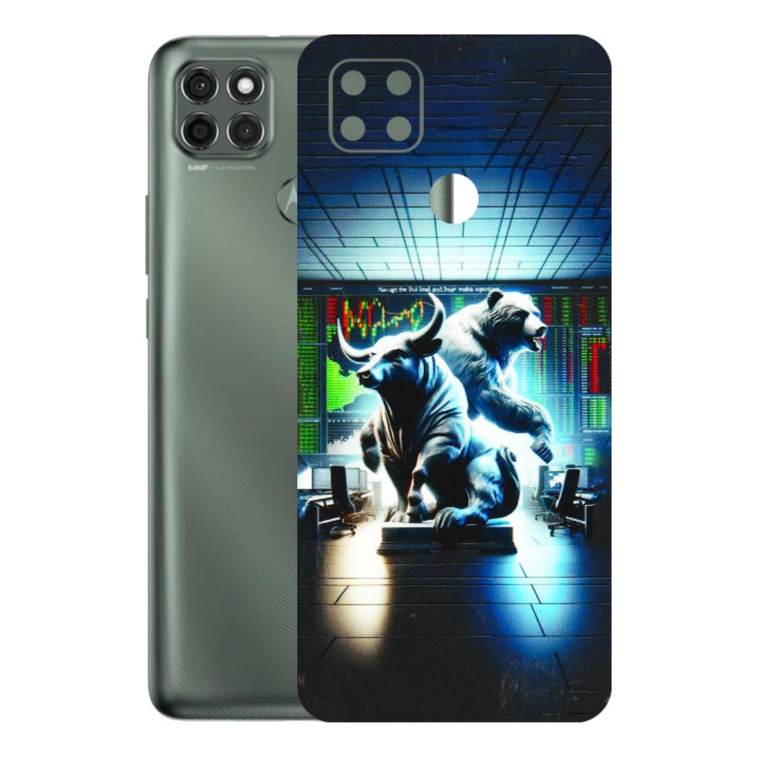 Motorola Phone Skins (All Models) - Stock Market Sensex Bear vs Bulls - 3D Embossed Finish (L-15) Motorola Moto G9 Power