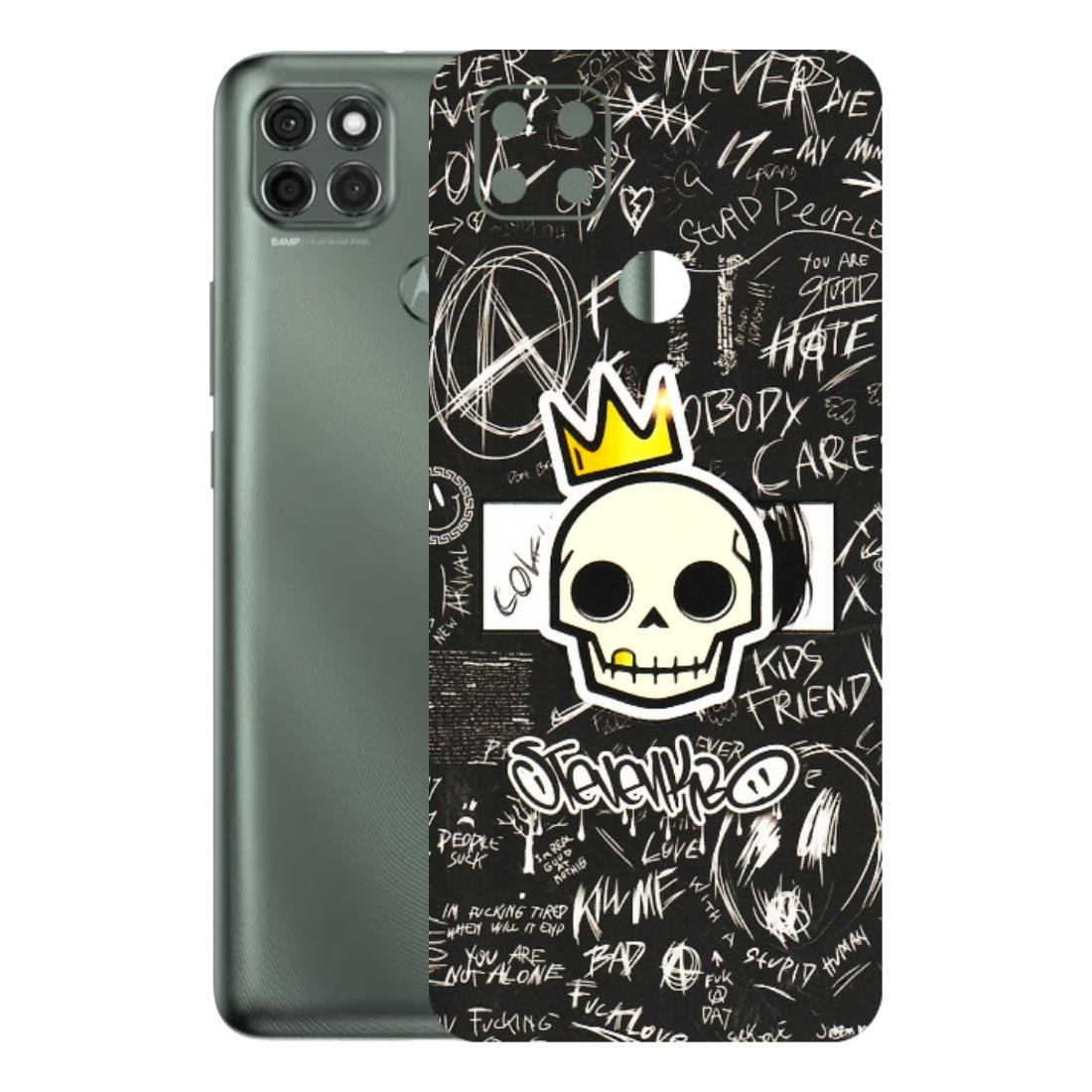 Motorola Phone Skins (All Models) - Funny Skull Black Chalk Grafitti - 3D Embossed Finish (L-22) Motorola Moto G9 Power