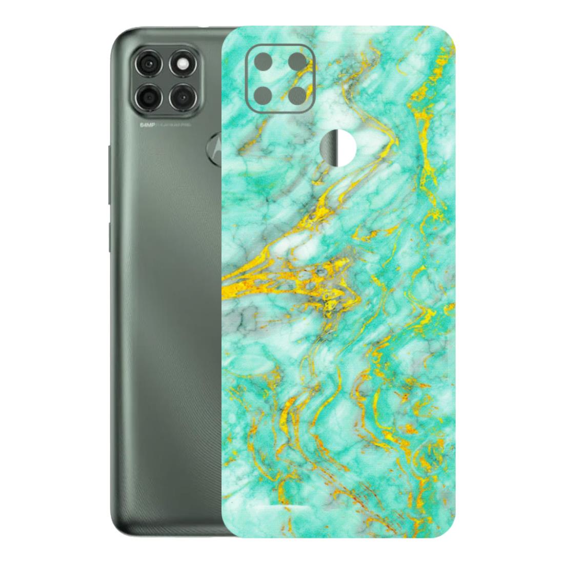 Motorola Phone Skins (All Models) - Green And Gold Marble Feel - Matte Finish (M-16) Motorola Moto G9 Power