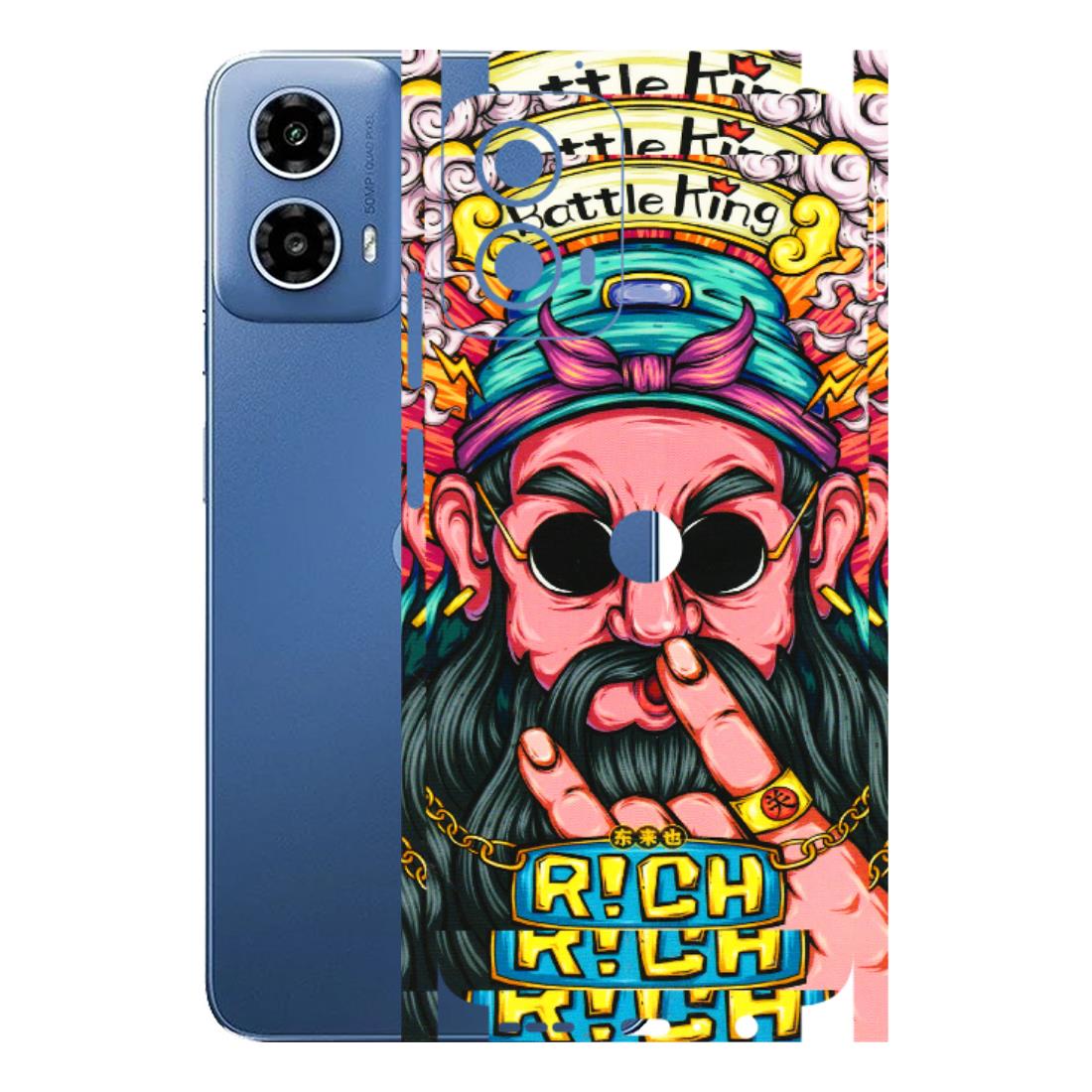 Motorola Phone Skins (All Models) - Battle King Dude Face - 3D Embossed Finish (L-178) Motorola Moto G 34 (5G)
