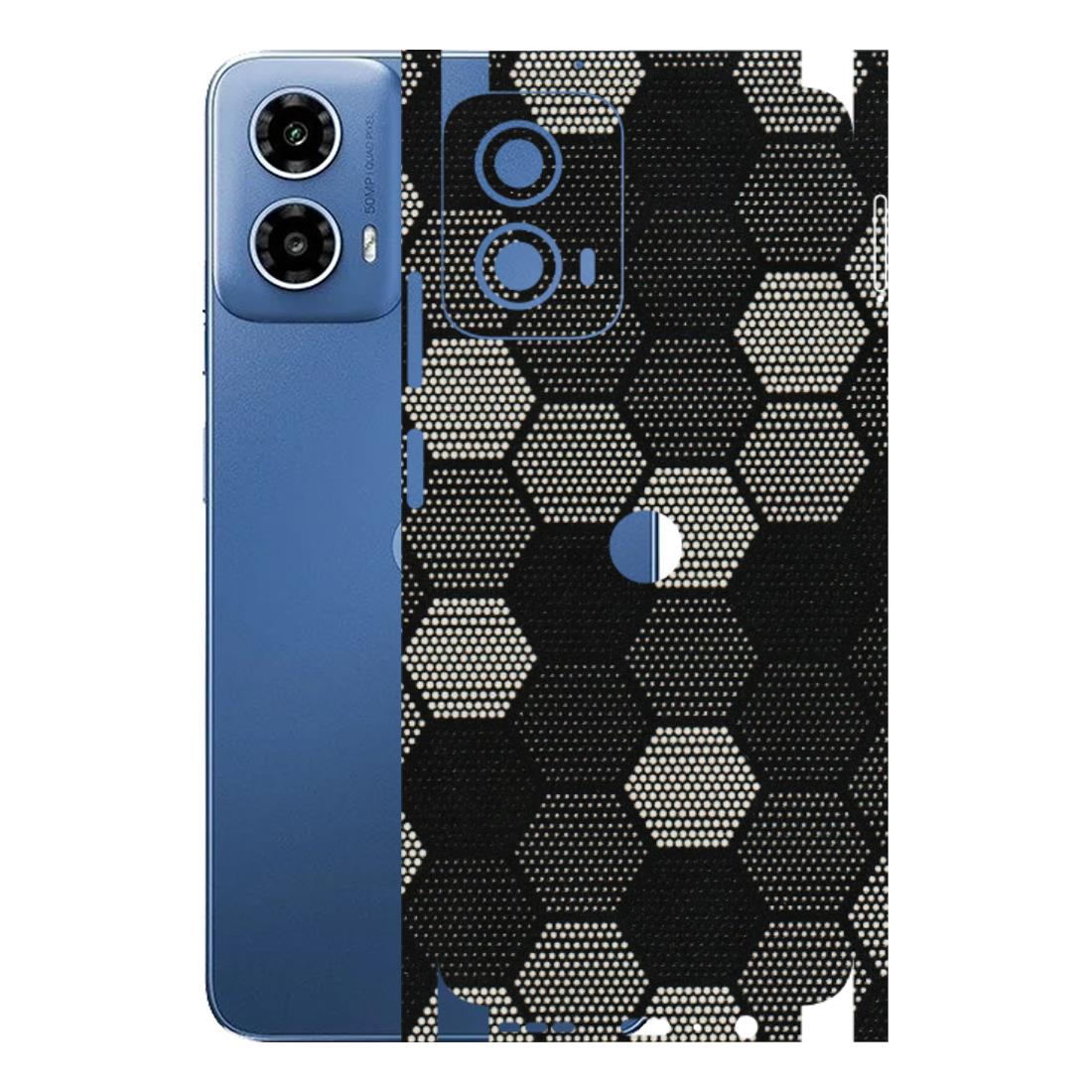 Motorola Phone Skins (All Models) - Black & White Dotted Honeycomb Texture - 3D Embossed Finish (L-202) Motorola Moto G 34 (5G)