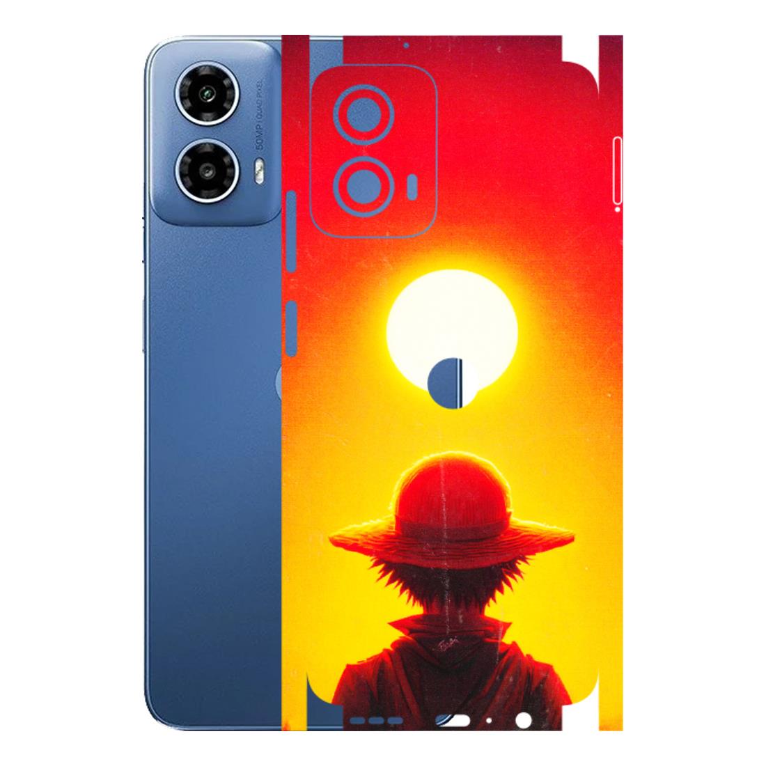 Motorola Phone Skins (All Models) - Cool Sunset With Monkey D.Luffy Anime - 3D Embossed Finish (L-329) Motorola Moto G 34 (5G)