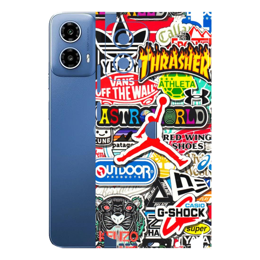 Motorola Phone Skins (All Models) - Multi Brands Sticker Graffiti - 3D Embossed Finish (L-37) Motorola Moto G 34 (5G)