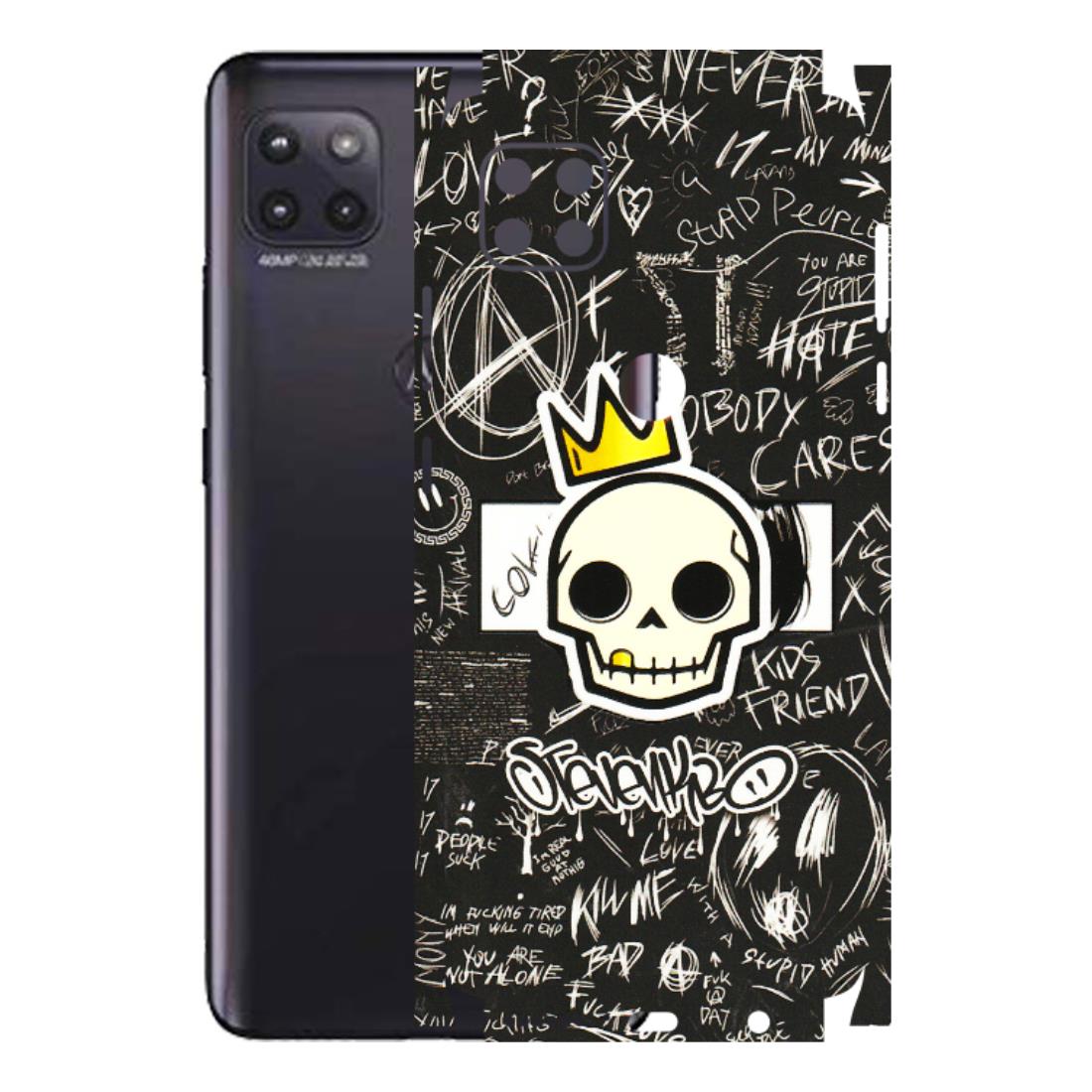 Motorola Phone Skins (All Models) - Funny Skull Black Chalk Grafitti - 3D Embossed Finish (L-22) Motorola Moto G (5G)