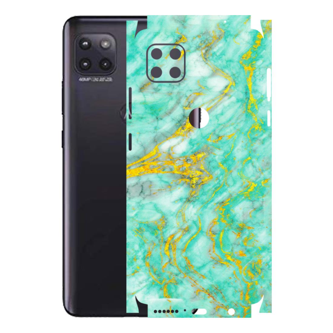Motorola Phone Skins (All Models) - Green And Gold Marble Feel - Matte Finish (M-16) Motorola Moto G (5G)
