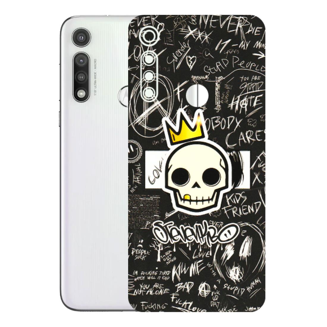 Motorola Phone Skins (All Models) - Funny Skull Black Chalk Grafitti - 3D Embossed Finish (L-22) Motorola Moto G Fast