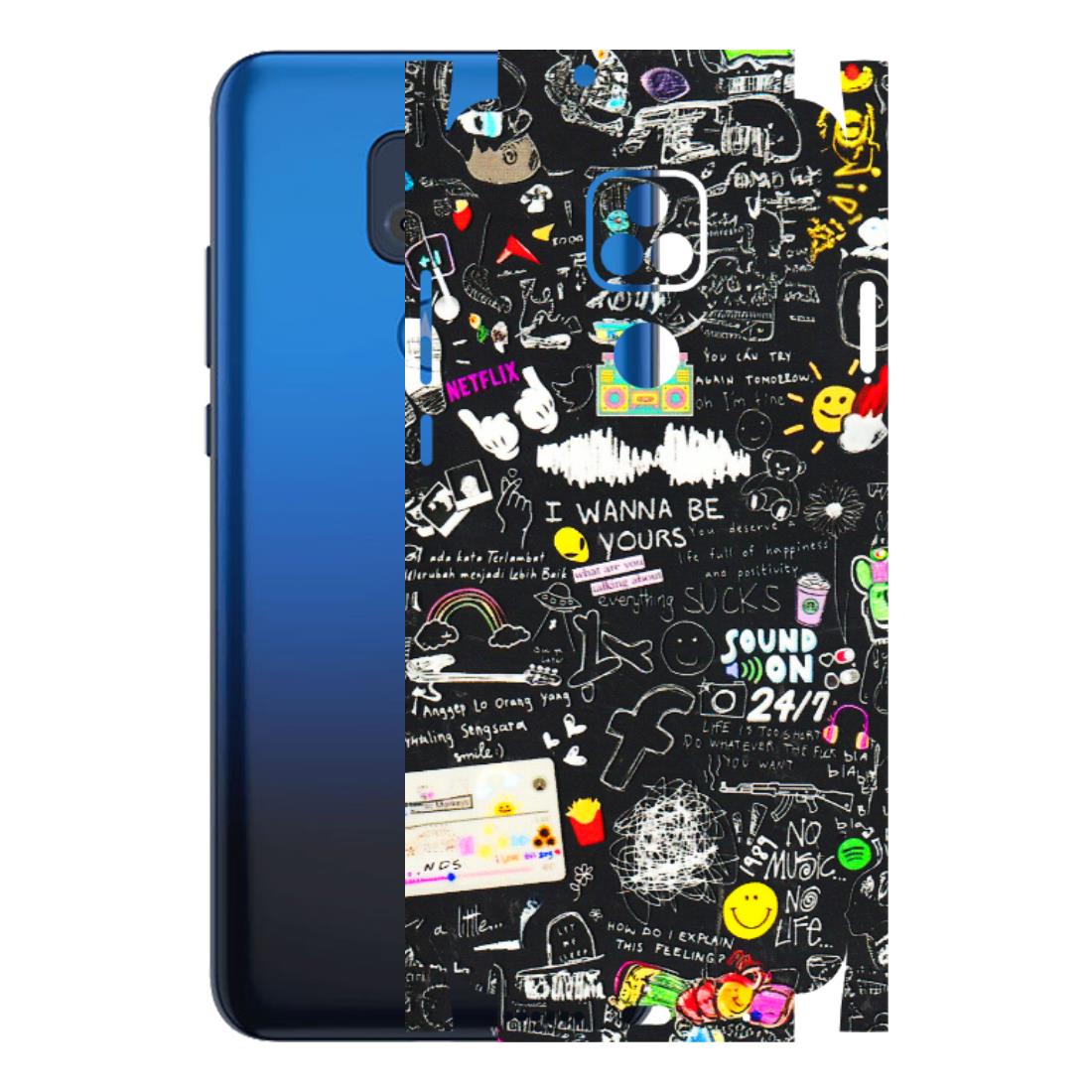 Motorola Phone Skins (All Models) - Black Creatives Doodles - 3D Embossed Finish (L-311) Motorola Moto G Play