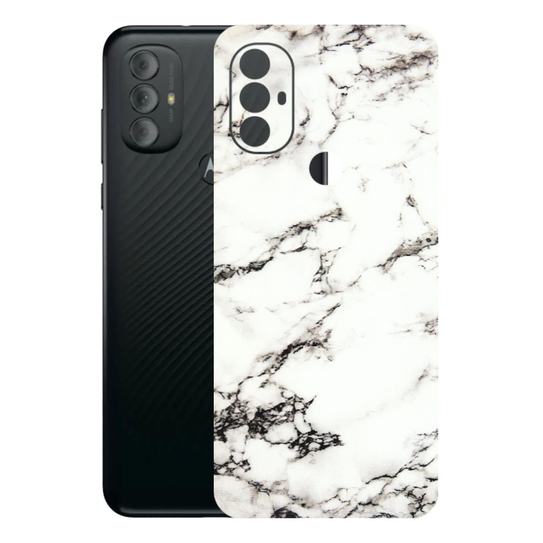 Motorola Phone Skins (All Models) - Black and White Marble Texture - 3D Embossed Finish (L-124) Motorola Moto G Power