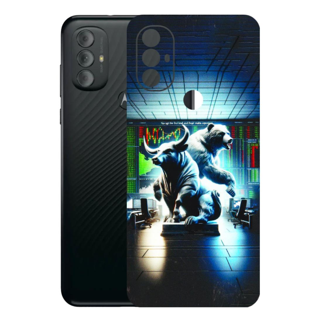 Motorola Phone Skins (All Models) - Stock Market Sensex Bear vs Bulls - 3D Embossed Finish (L-15) Motorola Moto G Power