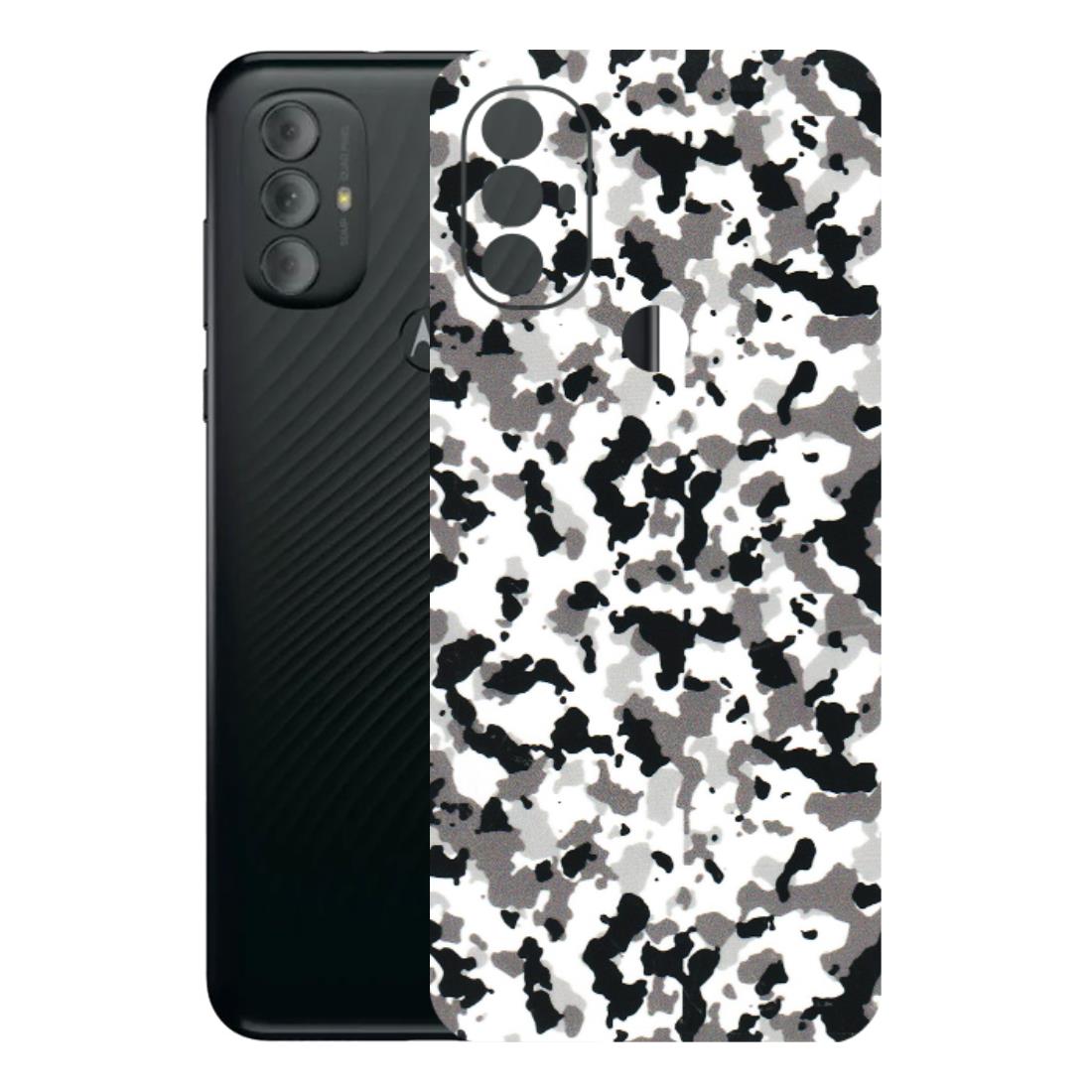 Motorola Phone Skins (All Models) - White Black Camouflage - 3D Embossed Finish (L-18) Motorola Moto G Power