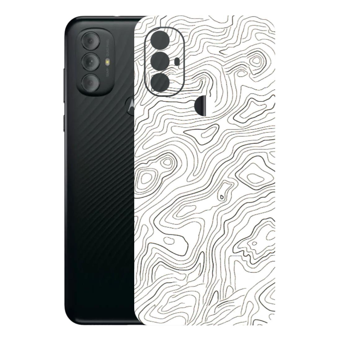 Motorola Phone Skins (All Models) - White Black Swirls - 3D Embossed Finish (L-219) Motorola Moto G Power