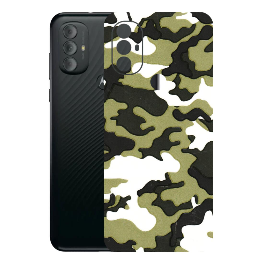 Motorola Phone Skins (All Models) - Camouflages White And Green - 3D Embossed Finish (L-243) Motorola Moto G Power