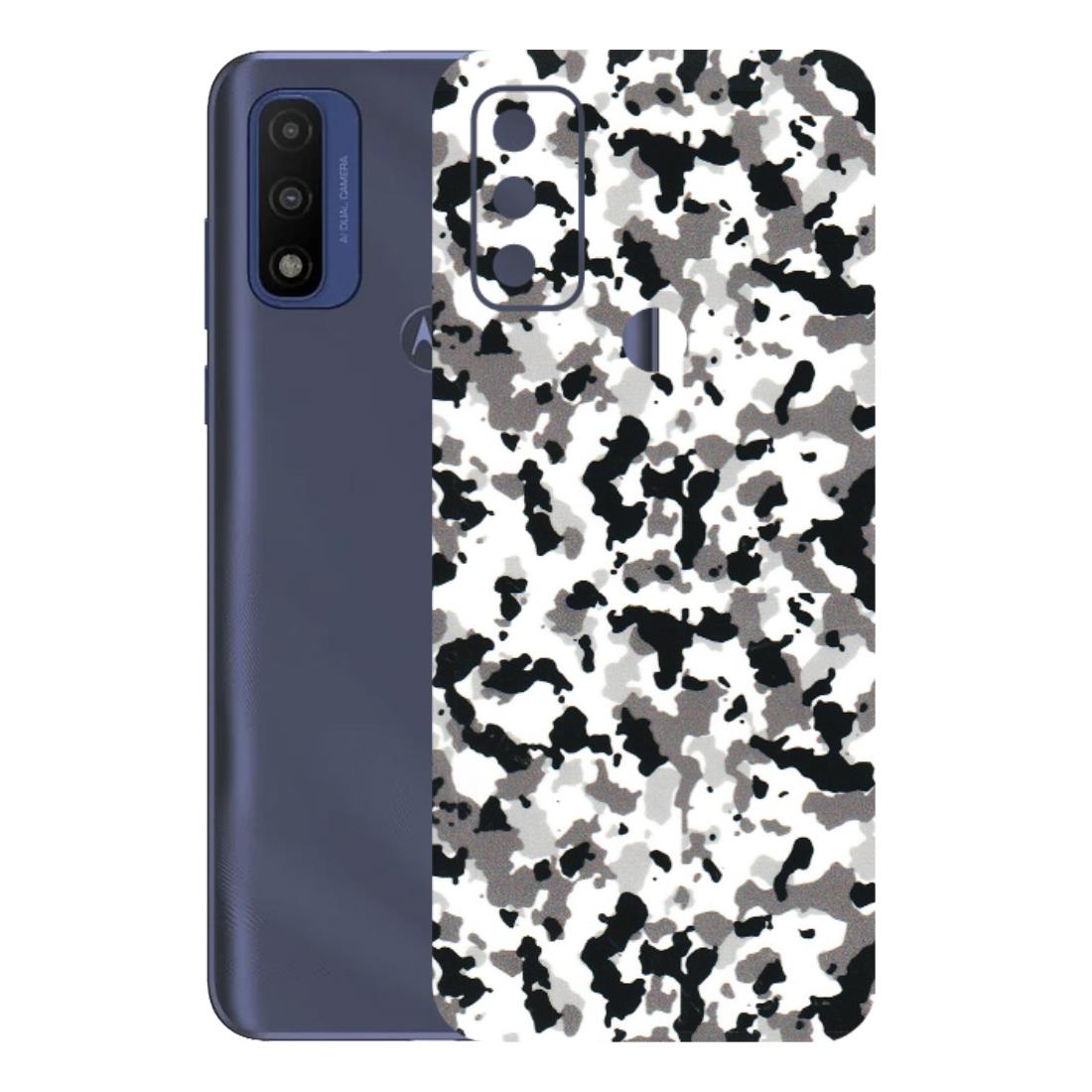 Motorola Phone Skins (All Models) - White Black Camouflage - 3D Embossed Finish (L-18) Motorola Moto G Pure