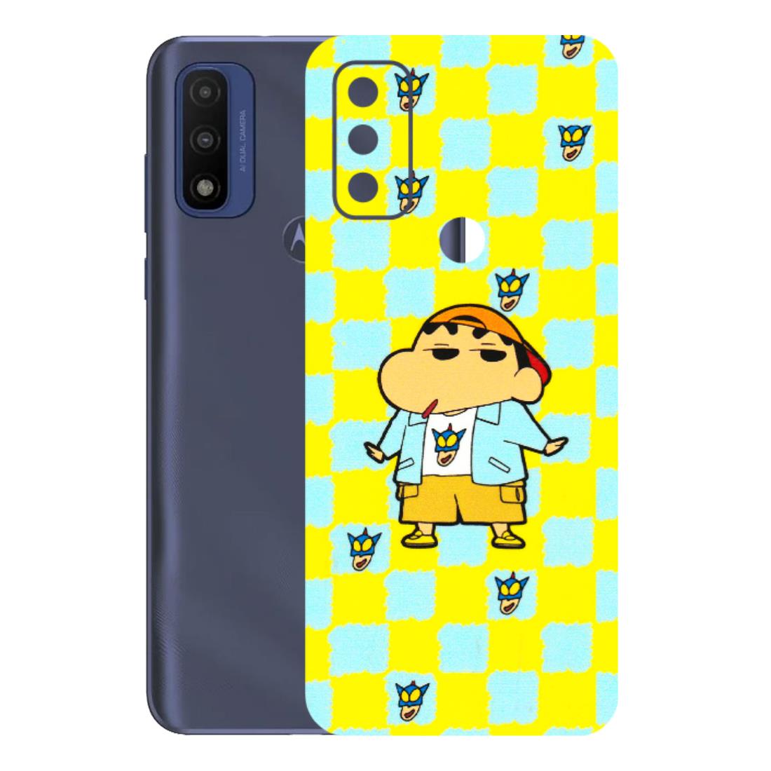 Motorola Phone Skins (All Models) - Yellow Blue Shinchan Cute - 3D Embossed Finish (L-221) Motorola Moto G Pure