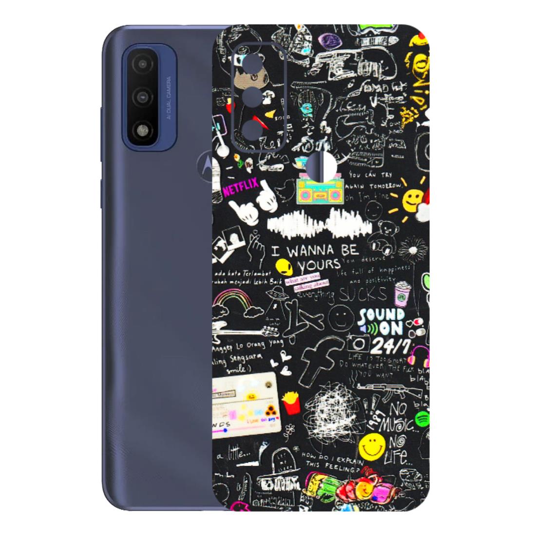 Motorola Phone Skins (All Models) - Black Creatives Doodles - 3D Embossed Finish (L-311) Motorola Moto G Pure