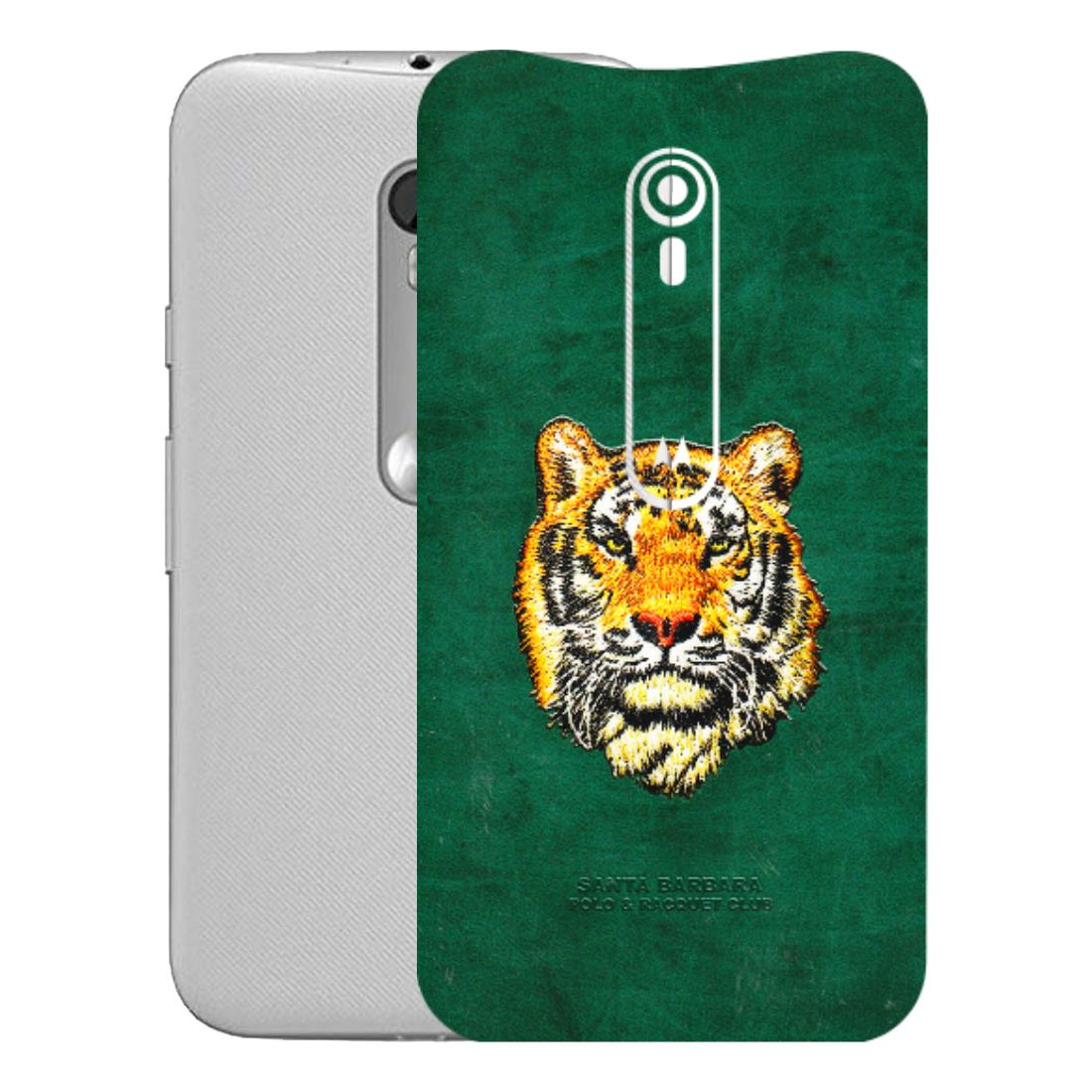 Motorola Phone Skins (All Models) - Leather Feel Tiger - 3D Embossed Finish (L-111) Motorola Moto G Turbo