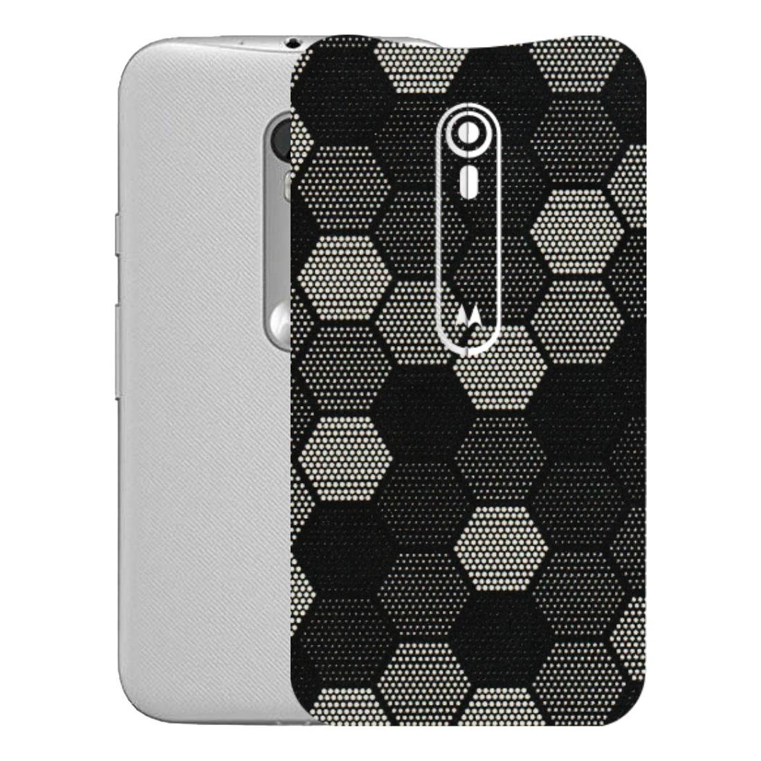 Motorola Phone Skins (All Models) - Black & White Dotted Honeycomb Texture - 3D Embossed Finish (L-202) Motorola Moto G Turbo
