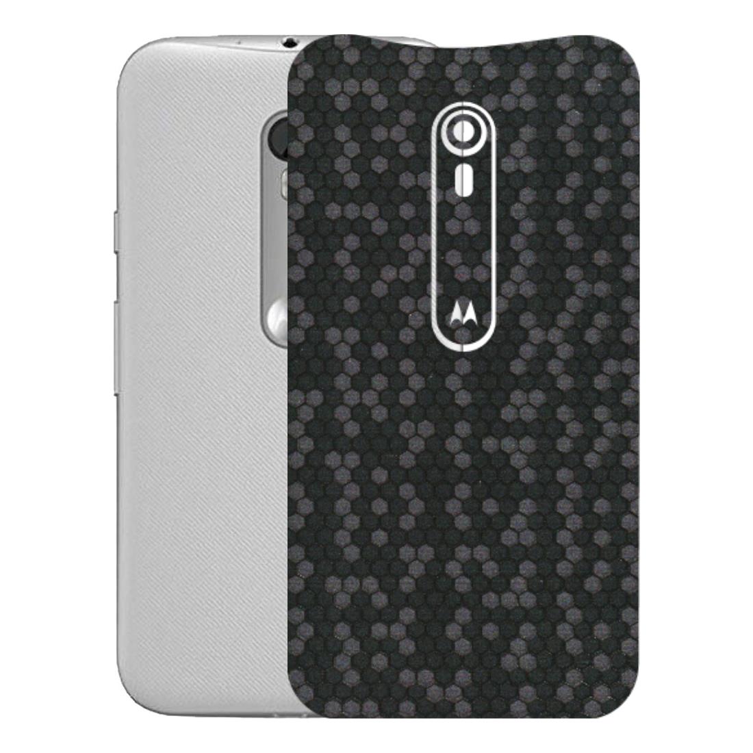 Motorola Phone Skins (All Models) - Black Grey Honeycomb Sober - 3D Embossed Finish (L-85) Motorola Moto G Turbo