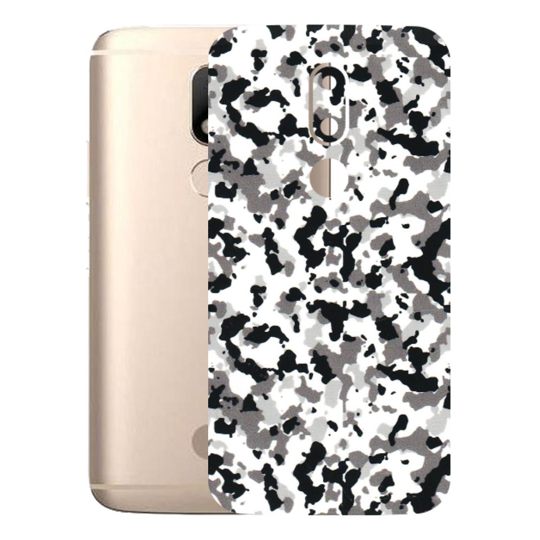 Motorola Phone Skins (All Models) - White Black Camouflage - 3D Embossed Finish (L-18) Motorola Moto M