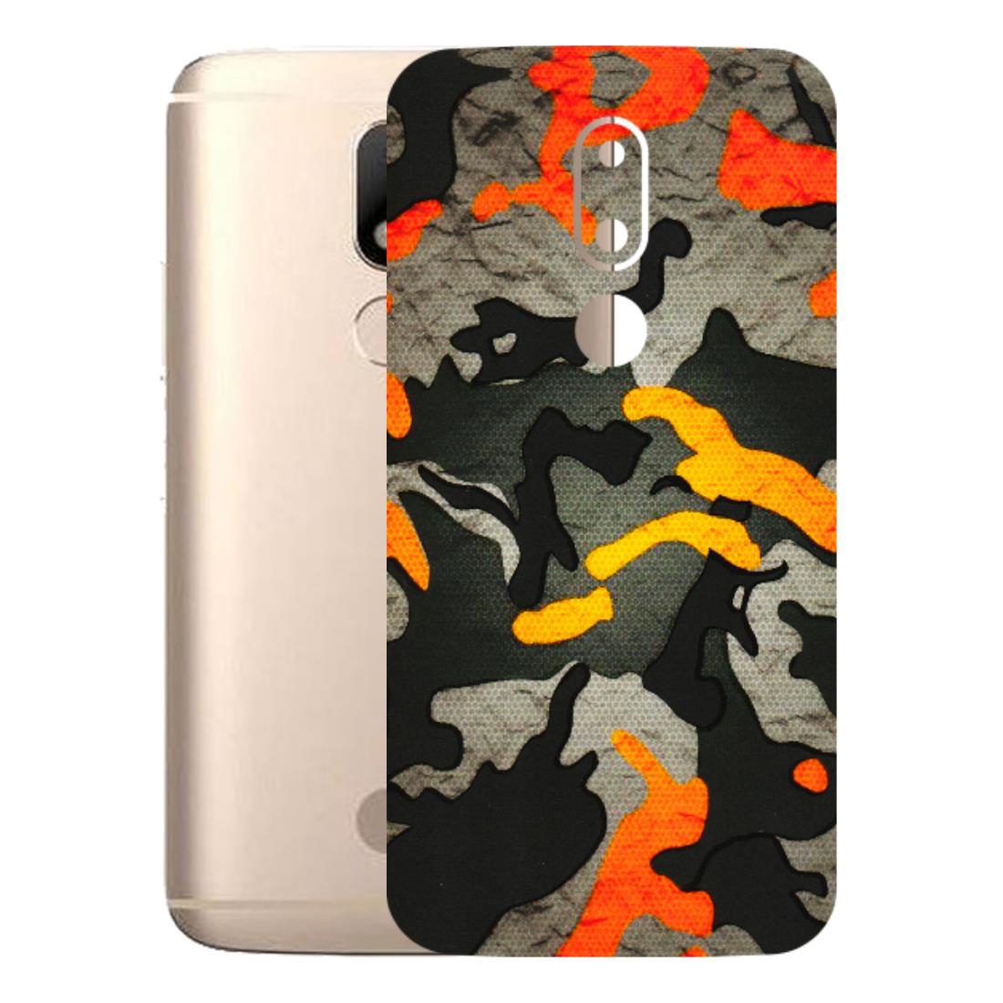 Motorola Phone Skins (All Models) - Orange Camouflage - 3D Embossed Finish (L-204) Motorola Moto M