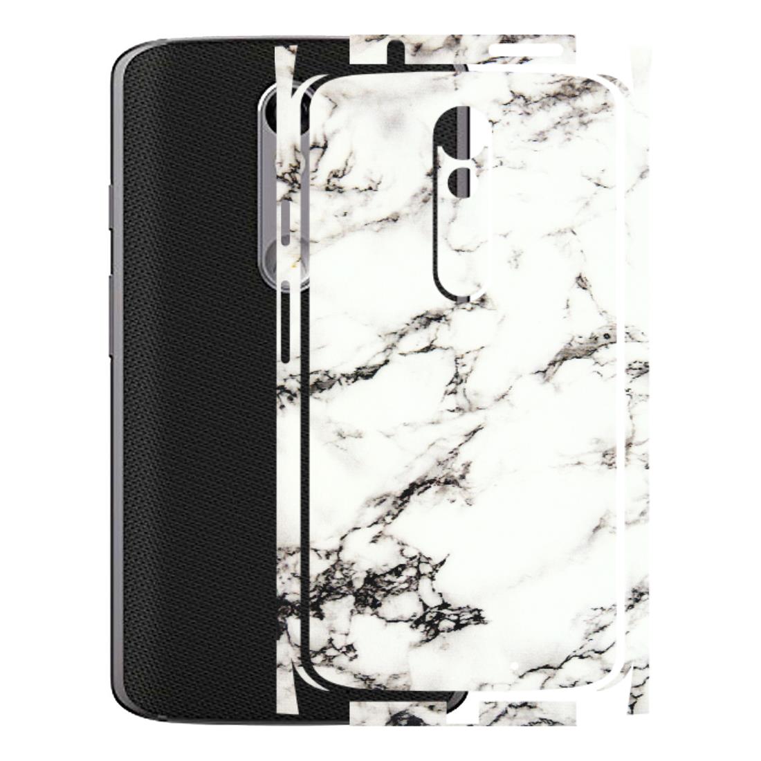 Motorola Phone Skins (All Models) - Black and White Marble Texture - 3D Embossed Finish (L-124) Motorola Moto X Force