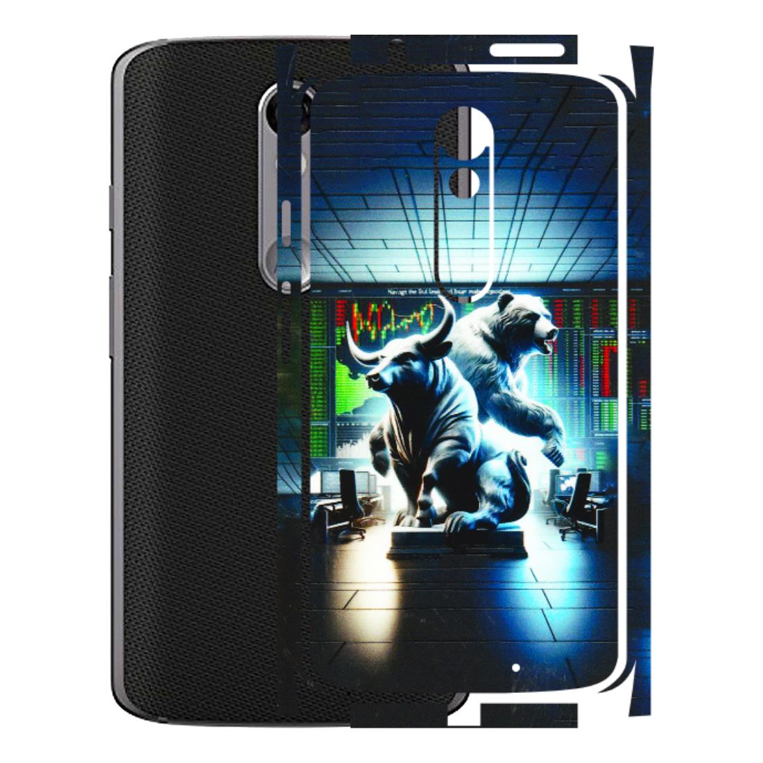 Motorola Phone Skins (All Models) - Stock Market Sensex Bear vs Bulls - 3D Embossed Finish (L-15) Motorola Moto X Force