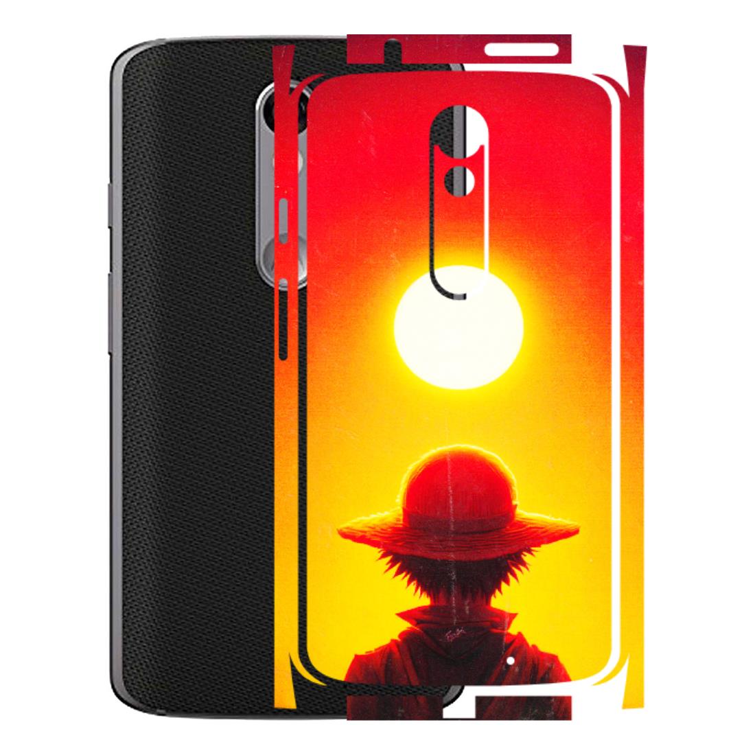 Motorola Phone Skins (All Models) - Cool Sunset With Monkey D.Luffy Anime - 3D Embossed Finish (L-329) Motorola Moto X Force