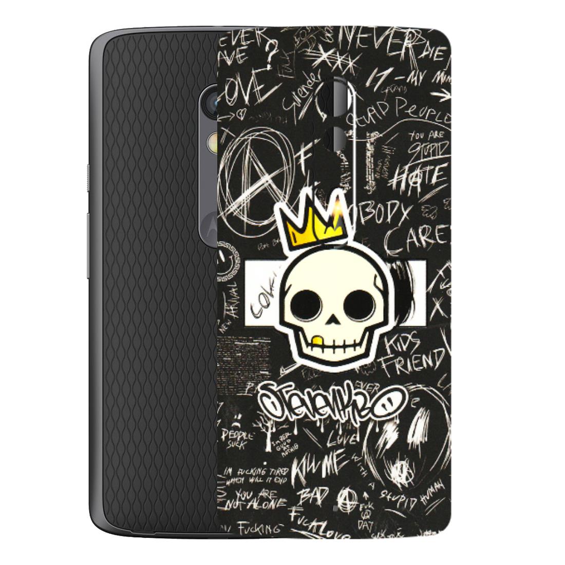 Motorola Phone Skins (All Models) - Funny Skull Black Chalk Grafitti - 3D Embossed Finish (L-22) Motorola Moto X Play